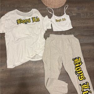 Boys Lie White Graphic Tank with Angel Logo